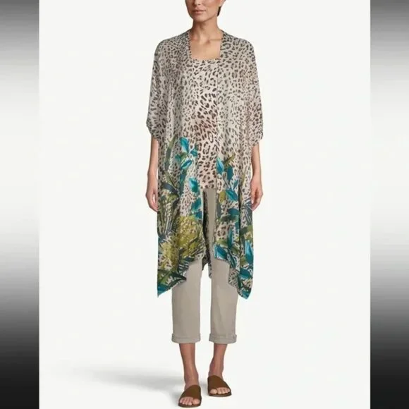 CHICO'S Leopard Print Ruana Duster - Picture 1 of 8